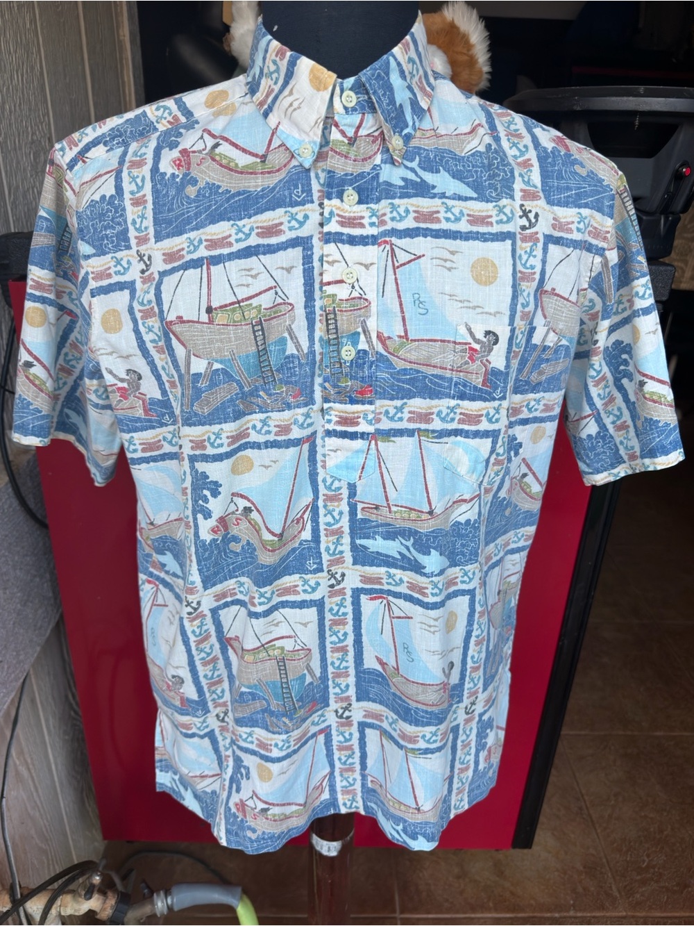PreOwned Reyn Spooner Dietrich Varez Hawaiian Print Pullover Men's Medium
